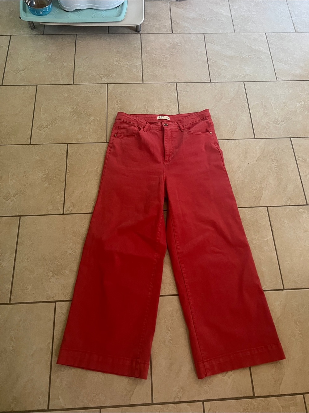 Oat New York Wide-Leg Scarlet Red Denim Jeans